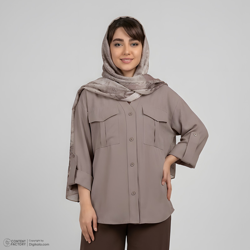 شومیز آستین بلند یقه برگردان زنانه مدل نگارین کد 2575