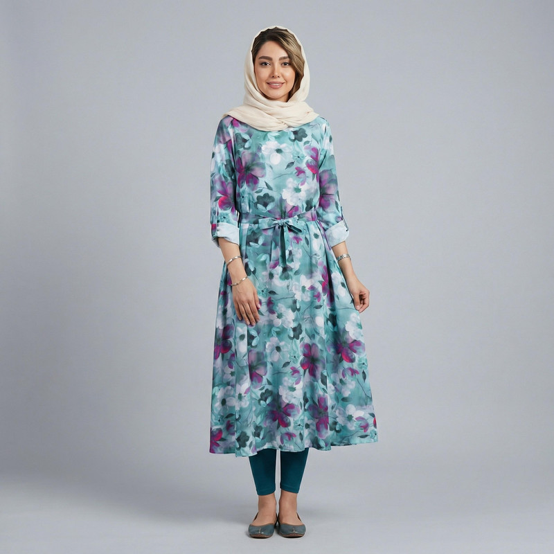پیراهن ساحلی یقه گرد زنانه  کد 220321