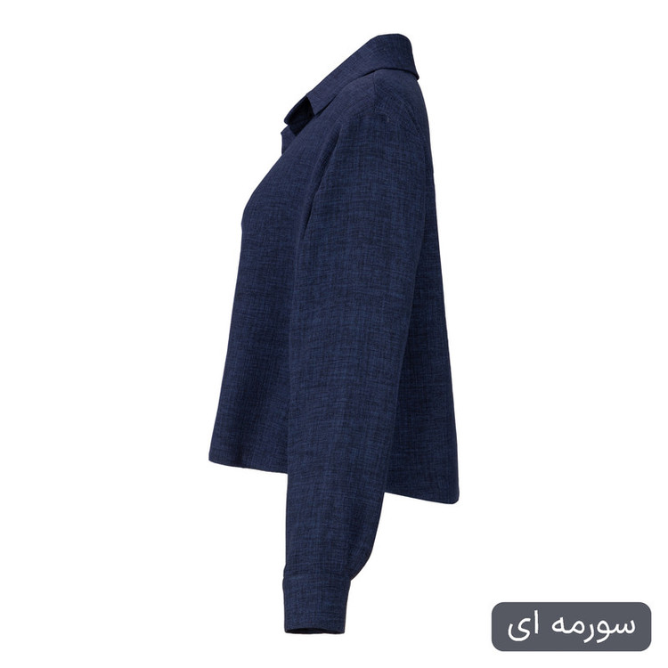 کراپ شومیز آستین بلند یقه برگردان زنانه مدل سابرینا کد 2573