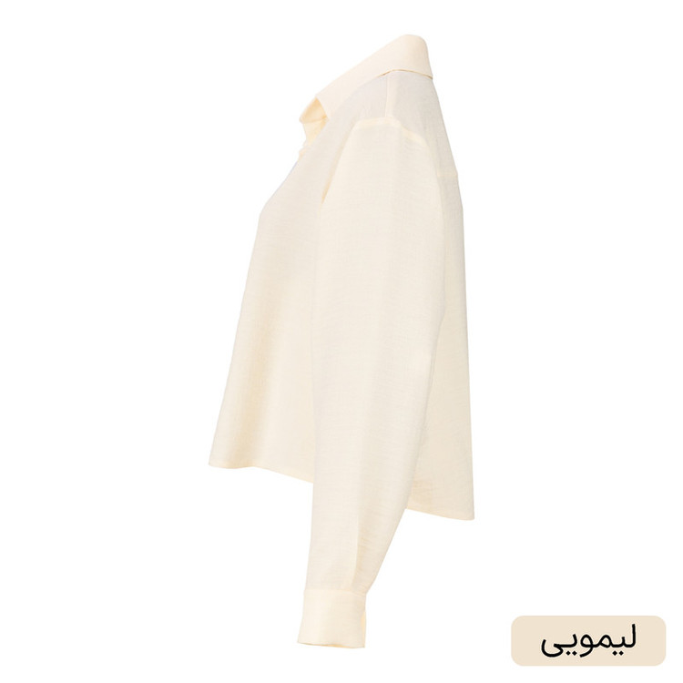 کراپ شومیز آستین بلند یقه برگردان زنانه مدل سابرینا کد 2573