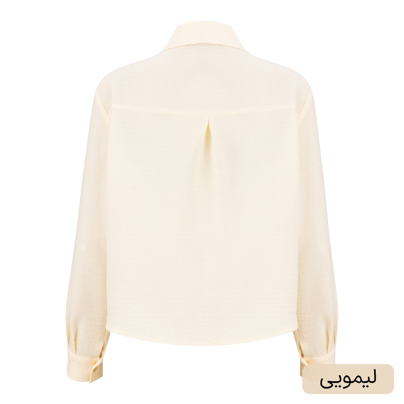 کراپ شومیز آستین بلند یقه برگردان زنانه مدل سابرینا کد 2573