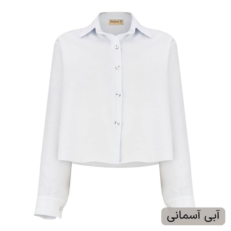 کراپ شومیز آستین بلند یقه برگردان زنانه مدل سابرینا کد 2573