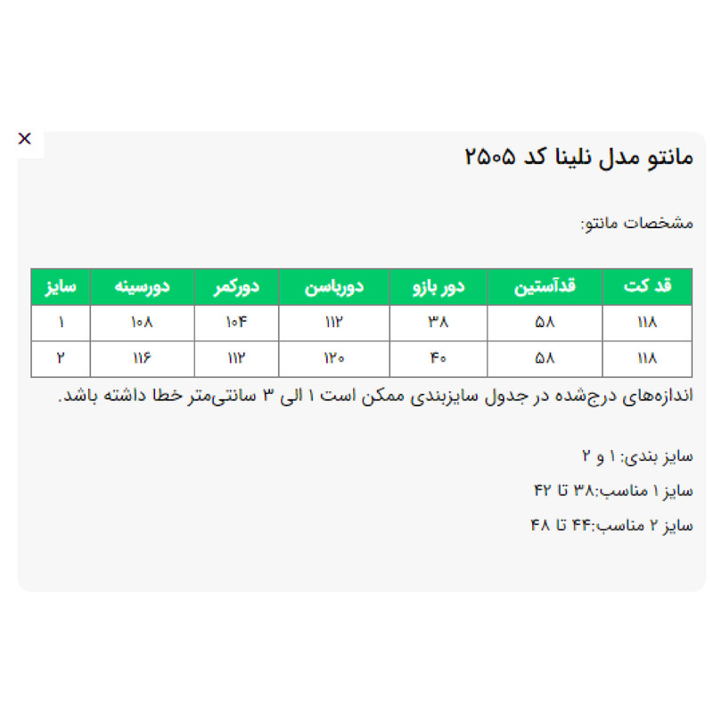 مانتو زیر زانو زنانه مدل نلینا کد 2505