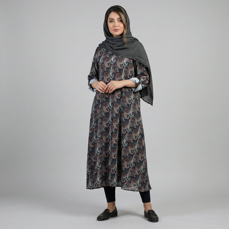 پیراهن ساحلی یقه گرد زنانه کد 220304