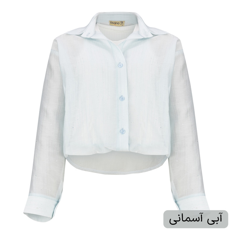 کراپ شومیز آستین بلند یقه برگردان زنانه مدل ماریاس کد 2586