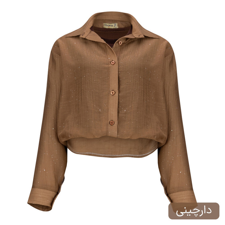 کراپ شومیز آستین بلند یقه برگردان زنانه مدل ماریاس کد 2586