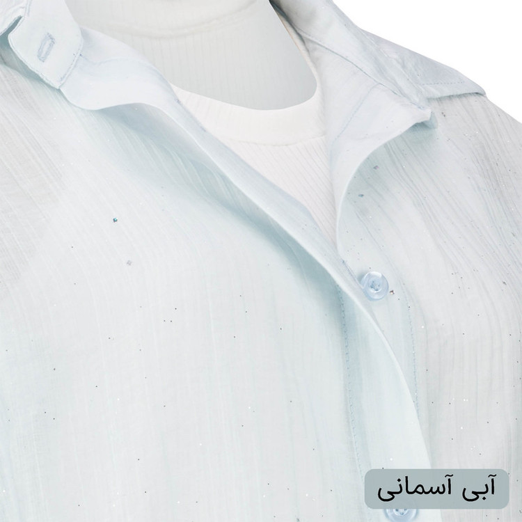 کراپ شومیز آستین بلند یقه برگردان زنانه مدل ماریاس کد 2586