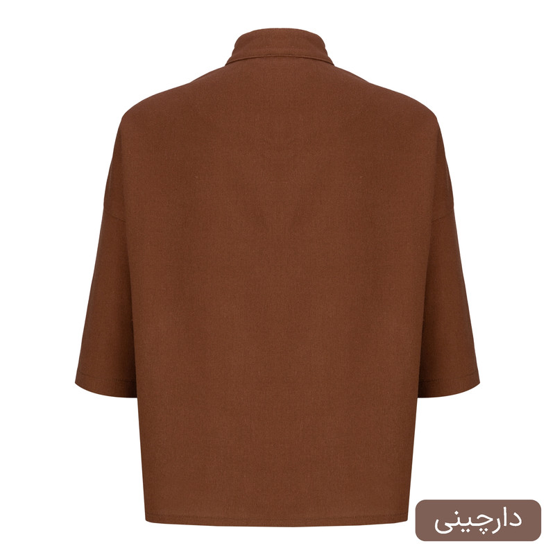 بلوز آستین سه ربع یقه ایستاده زنانه مدل فریماه کد 2560