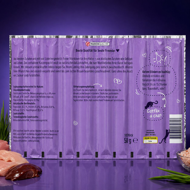 تشویقی گربه وینستون مدل mit geflugel and leber new وزن 50 گرم