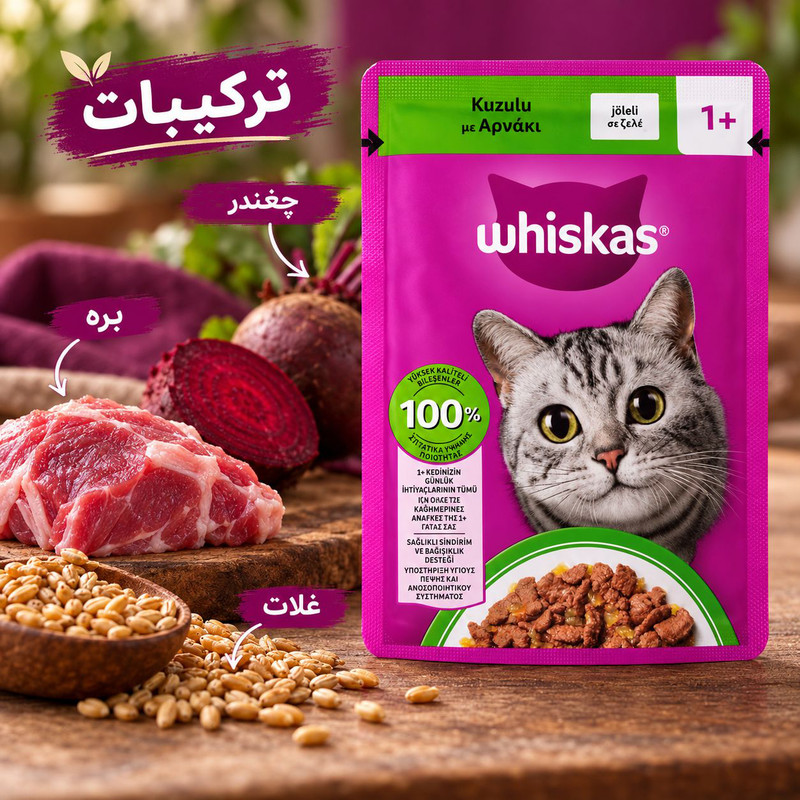 پوچ گربه بالغ ویسکاس مدل ژلی طعم بره وزن 85 گرم