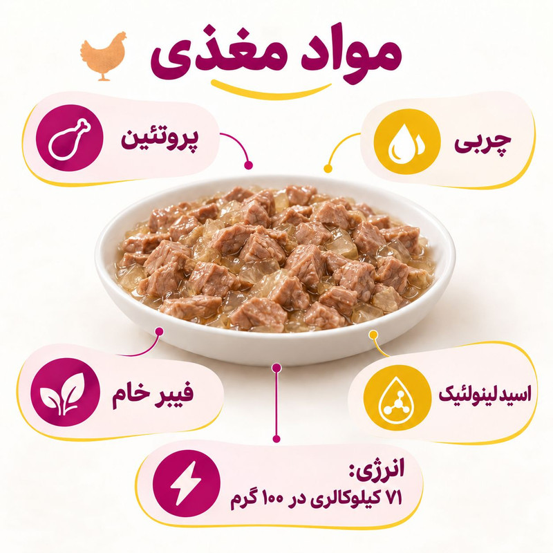 پوچ گربه بالغ ویسکاس مدل Jelly طعم مرغ وزن 85 گرم