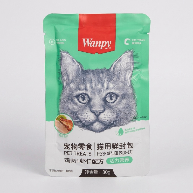 پوچ گربه بالغ ونپی مدل Chicken & Shrimp طعم مرغ و میگو وزن 80 گرم