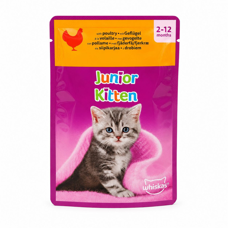 پوچ بچه گربه ویسکاس مدل Junior Kitten طعم گوشت پرندگان وزن 85 گرم