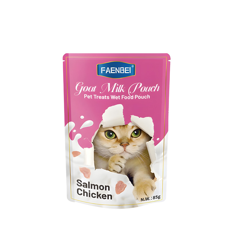 پوچ گربه بالغ فنبی مدل Goat Milk طعم مرغ و سالمون وزن 85 گرم