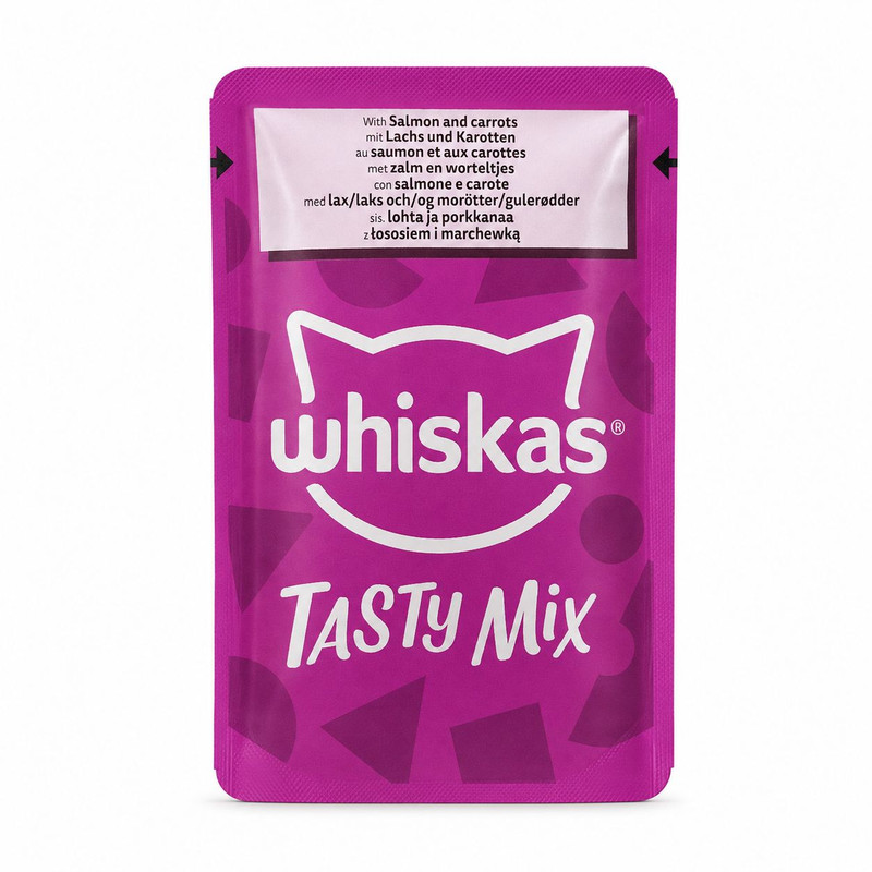 پوچ گربه بالغ ویسکاس مدل Tasty Mix طعم ماهی و هویج وزن ۸۵ گرم