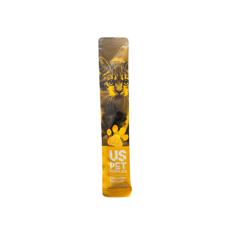بستنی بچه گربه یو اس پت مدل Cream Kitten Treats با طعم ماهی سالمون و میگو وزن 17 گرم