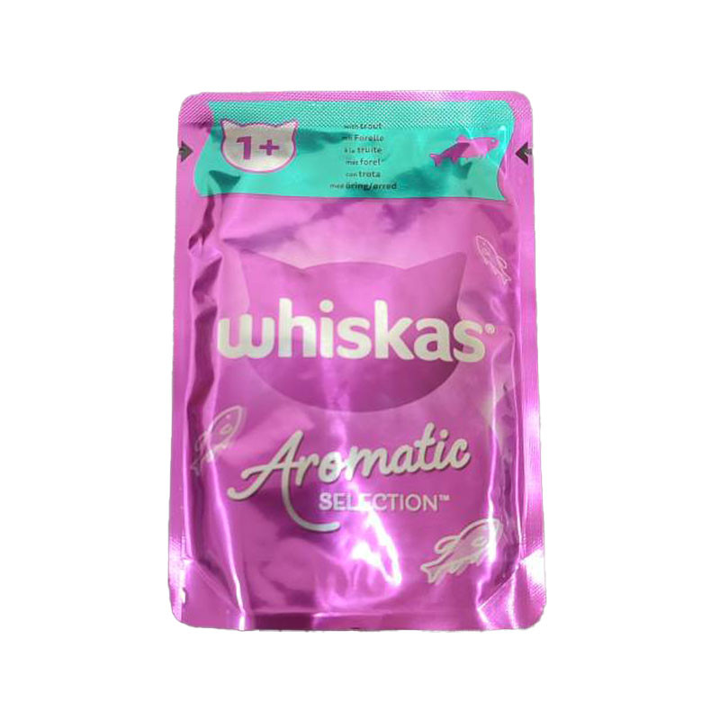 پوچ گربه بالغ ویسکاس مدل Aromatic Selection Seafood Delight in Gravy با طعم ماهی قزلآلا وزن 85 گرم