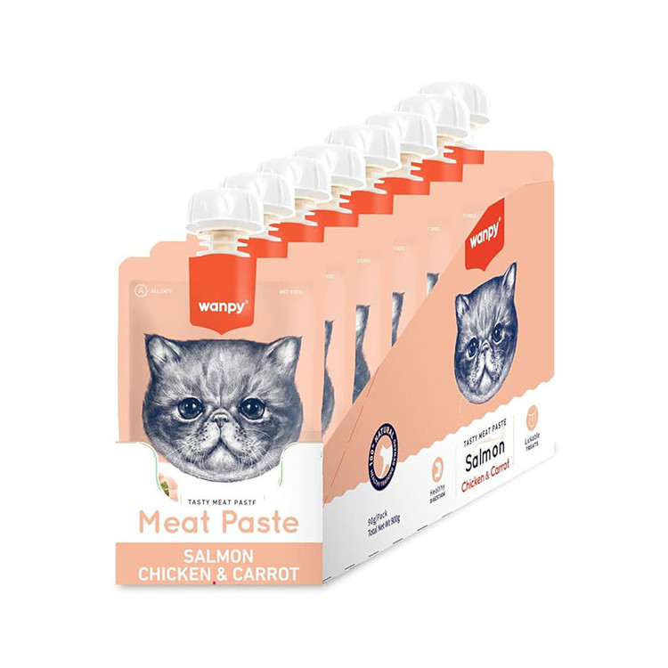 پودینگ گربه بالغ ونپی مدل Creamy Meat Paste با طعم سالمون، مرغ و هویج وزن 90 گرم بسته 10 عددی