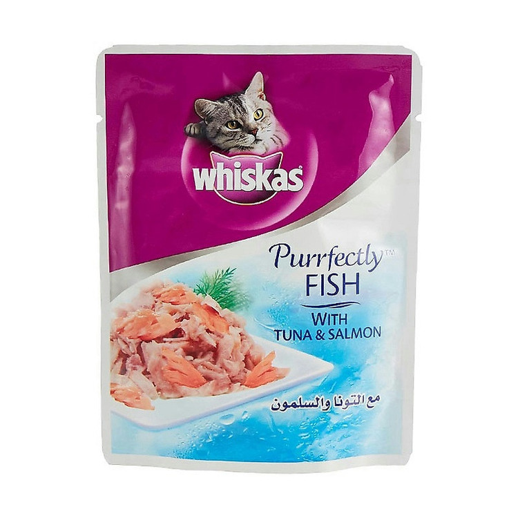 پوچ گربه ویسکاس مدل Purrfectly in Jelly طعم ماهی تن و سالمون وزن ۸۵ گرم