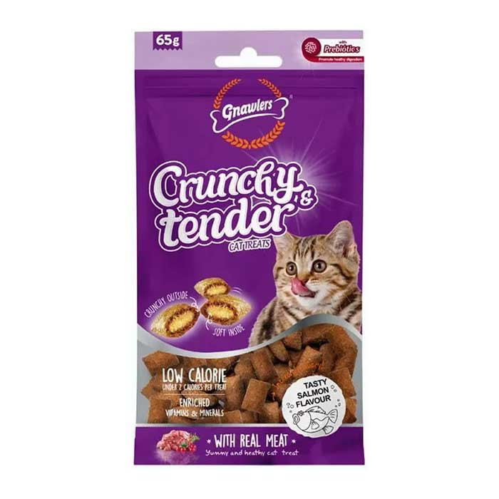 تشویقی گربه گناولرز مدل Crunchy Treat مغزدار طعم ماهی سالمون وزن 65 گرم
