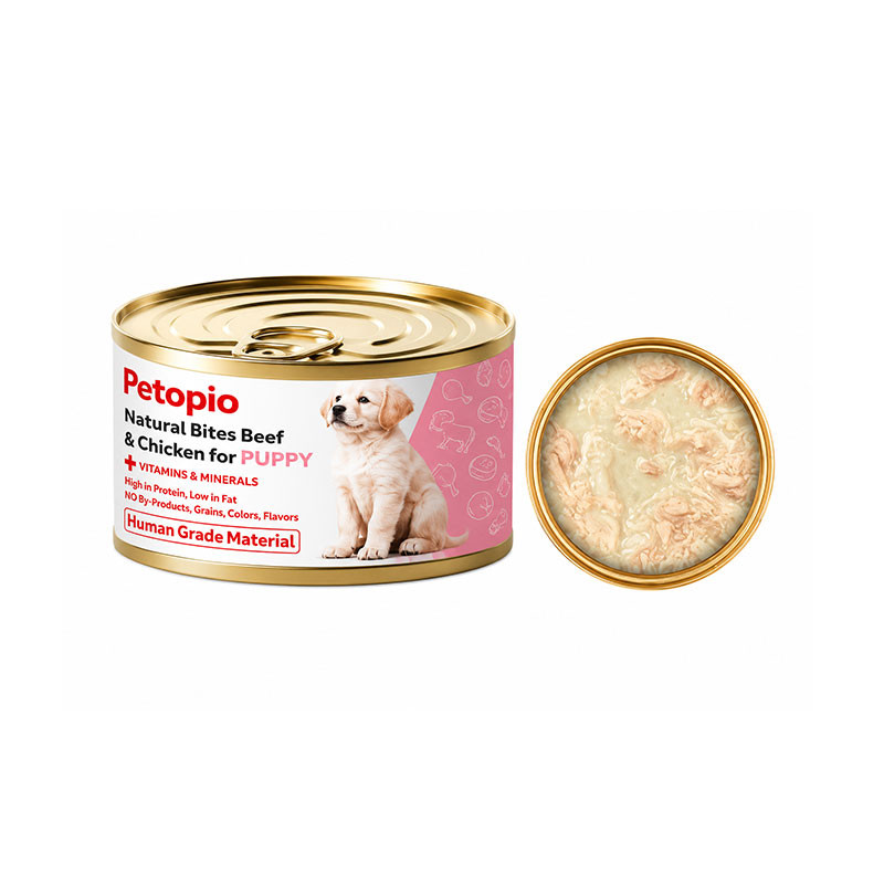 کنسرو غذای توله سگ پتوپیا مدل Natural Bites Puppy طعم گوشت گاو و مرغ در سس وزن ۱۱۰ گرم