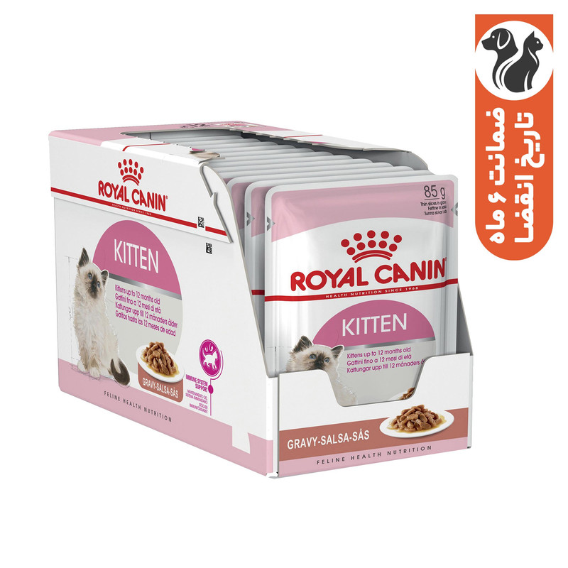 پوچ گربه رویال کنین مدل Kitten gravy وزن 1020 گرم بسته 12 عددی