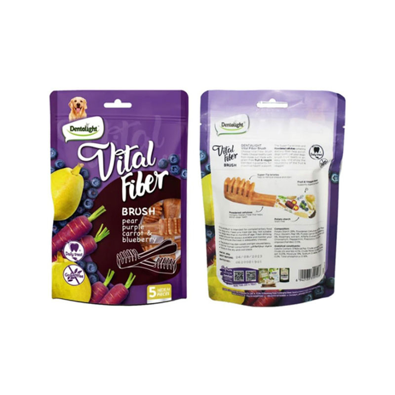 تشویقی دندانی سگ دنتالایت مدل Vital Fiber Brush Pear M با طعم گلابی و هویج و بلوبری وزن 85 گرم
