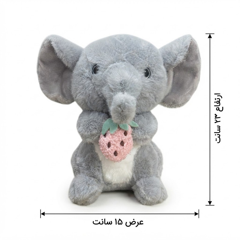 عروسک مدل فیل توت فرنگی به دست ارتفاع ۲۳ سانتی متر