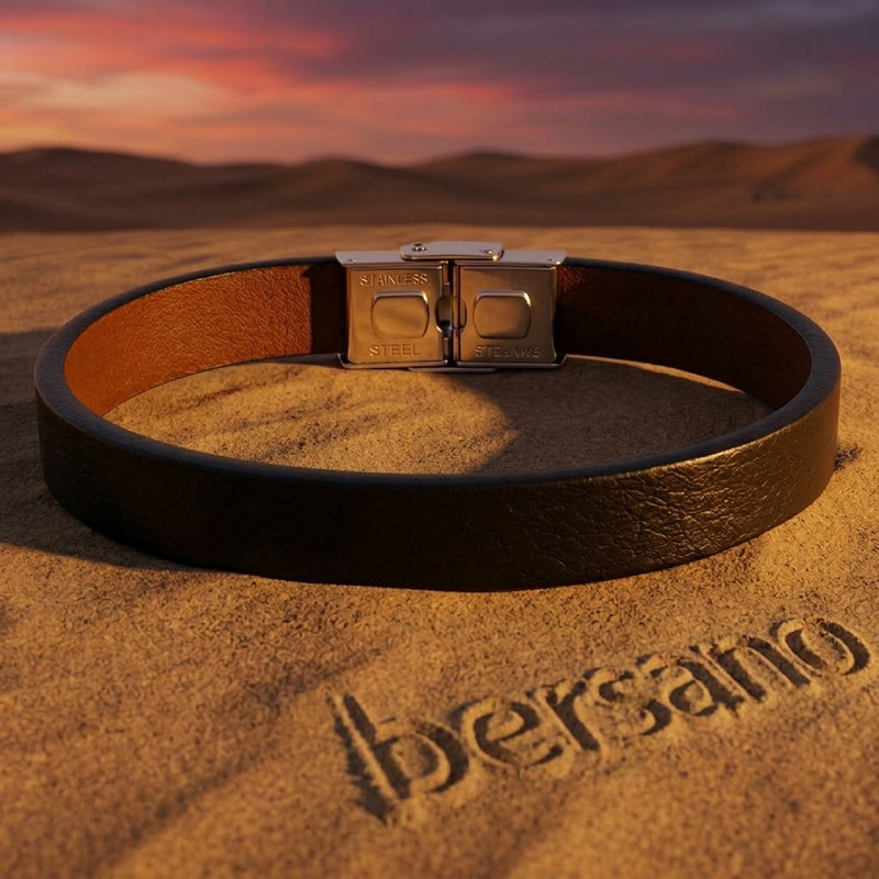 دستبند مردانه مدل مونولیت چرم طبیعی کد 316