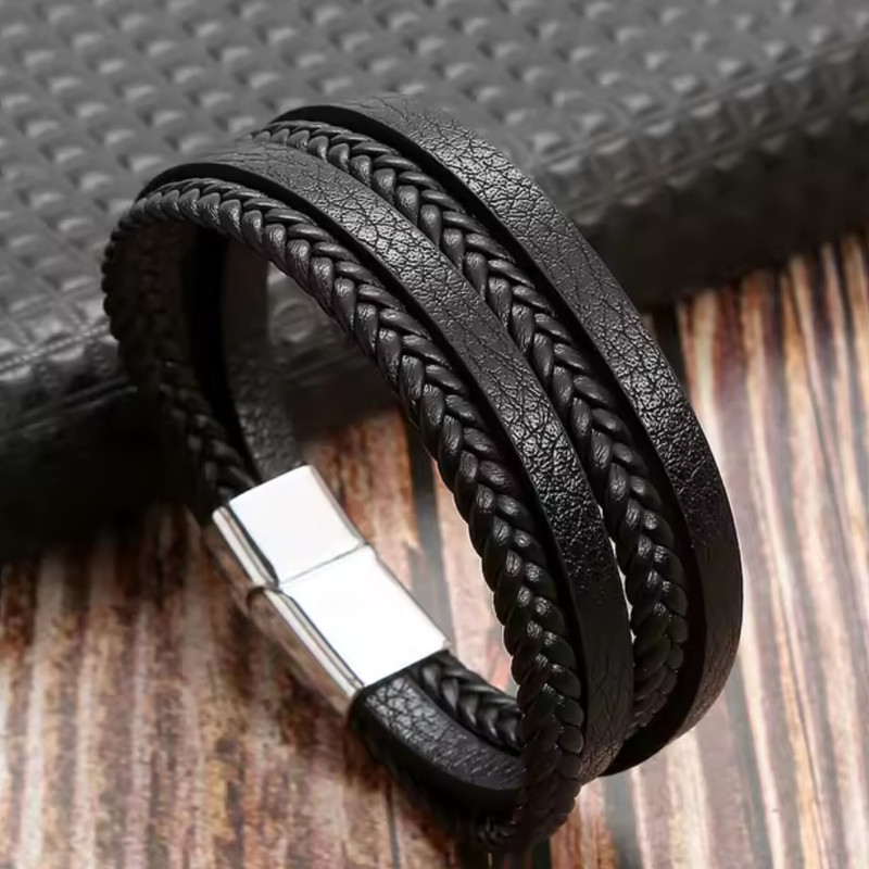 دستبند مردانه مدل ریکاردو چرم طبیعی کد 2200