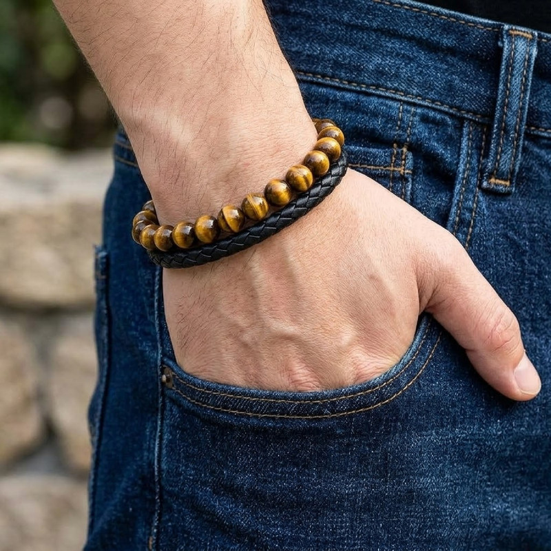 دستبند مردانه چرم سنگ مدل لژیون کد 4793