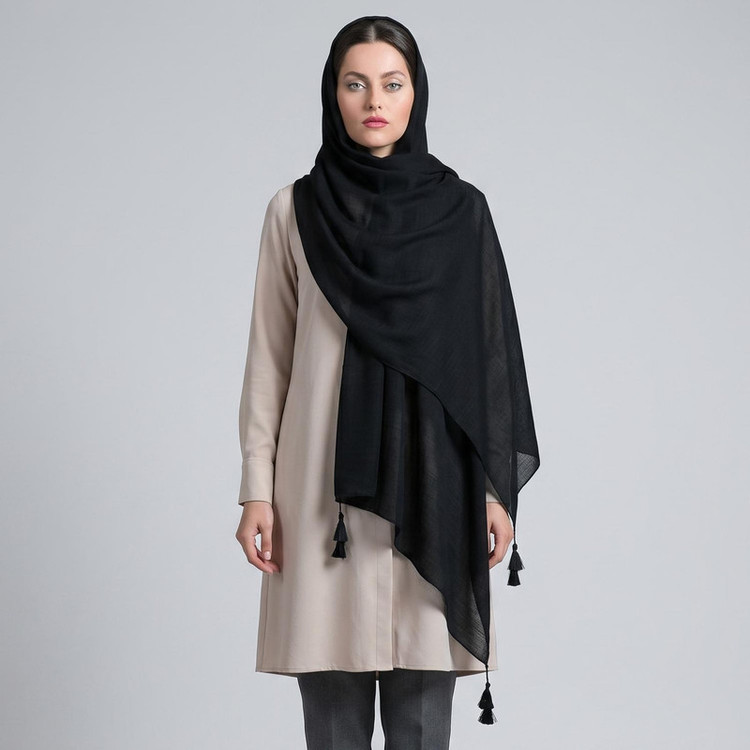 شال زنانه مدل نخی تابستونی منگوله دار کد 2087