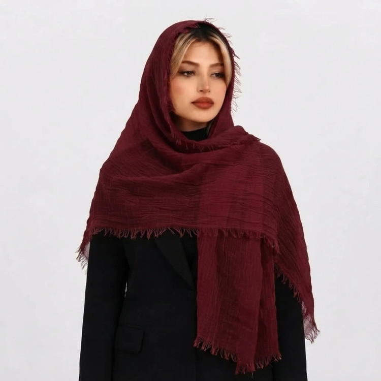 شال زنانه مدل کنفی دور ریش کد E2