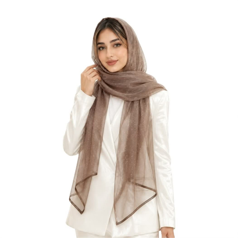 شال زنانه مدل نگین‌دار تور نوار دوزی کد E300