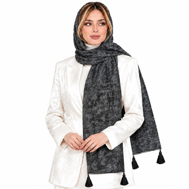 شال زنانه نخی طرح انتزاعی مدل E600
