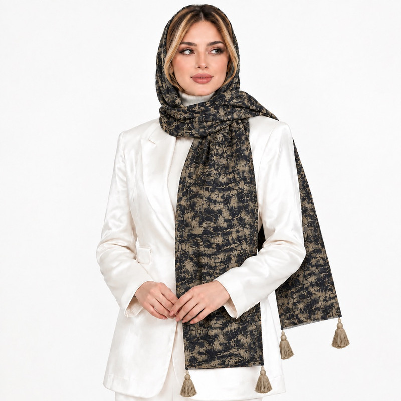 شال زنانه نخی طرح انتزاعی مدل E600