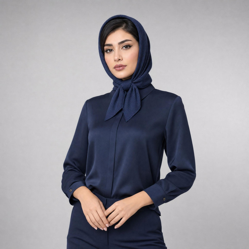 مینی اسکارف الیاف نخی زنانه مدل E12 با طول و عرض 84*84 سانتی‌متر
