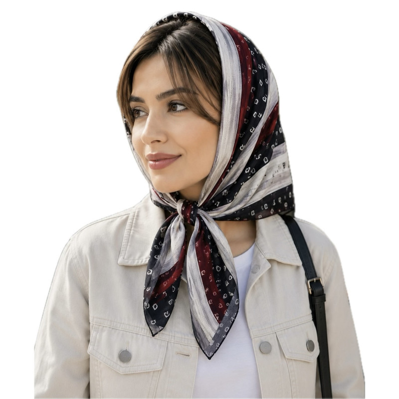 مینی اسکارف نخ زنانه مدل E005 با طول و عرض 83*83 سانتیمتر