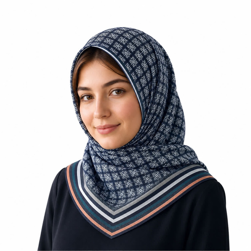 مینی اسکارف نخ زنانه مدل E201 با طول  و عرض 83 * 83 سانتیمتر