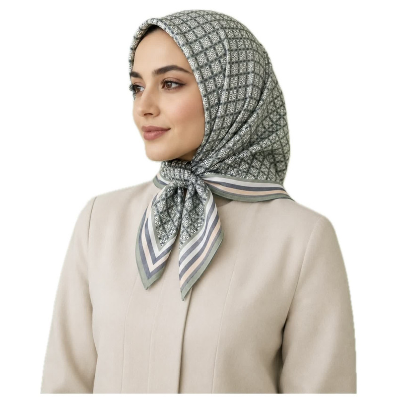 مینی اسکارف نخ زنانه مدل E201 با طول و عرض 83 * 83 سانتیمتر