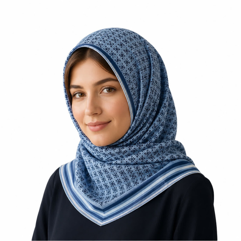 مینی اسکارف نخ زنانه مدل E201 با طول و عرض 83 * 83 سانتیمتر