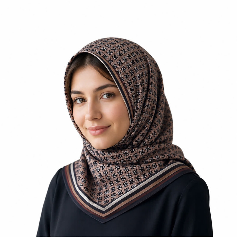 مینی اسکارف نخ زنانه مدل E201 با طول و عرض 83 * 83 سانتیمتر