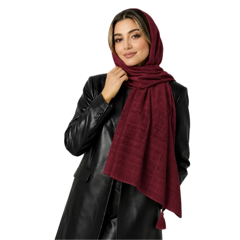 شال زنانه نخی مدل چهار خانه کد E300