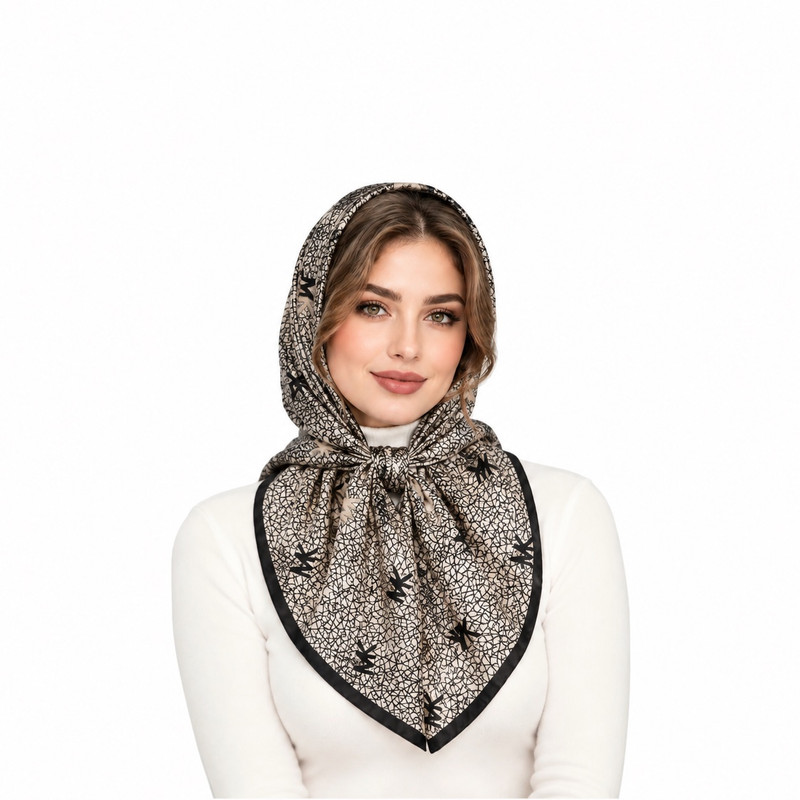 روسری زنانه نخی طرح حروف مدل E400