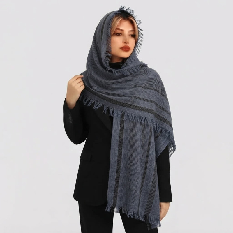 شال زنانه کنفی ریشهدار مدل E900