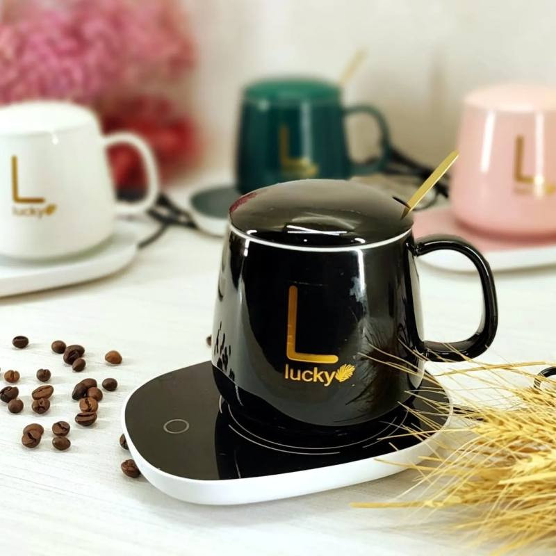 ماگ حرارتی لاکی مدل هیتردار به همراه صفحه گرم کن