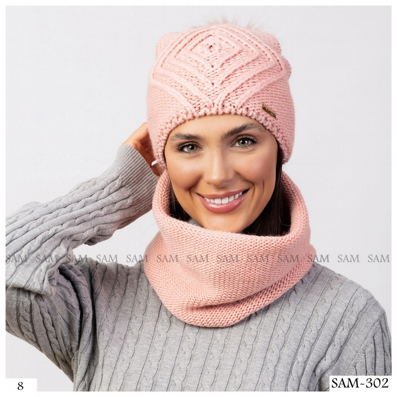 ست کلاه و شال گردن بافتنی مدل sam-302