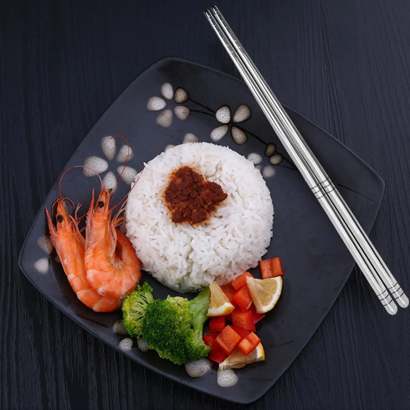 چوب غذا خوری مدل چاپستیک استیل بسته 4 عددی