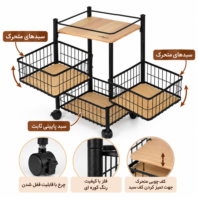 سبد سیب زمینی پیاز سه طبقه یونیک کد 2988