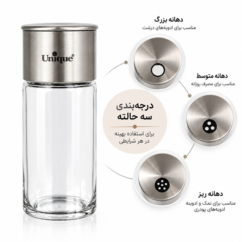 ست جا ادویه 9 پارچه یونیک کد 1645 به همراه استند